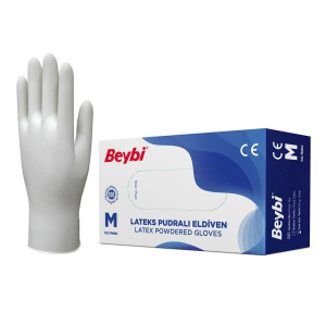 BEYBİ Lateks Pudralı Eldiven 100 adet - M