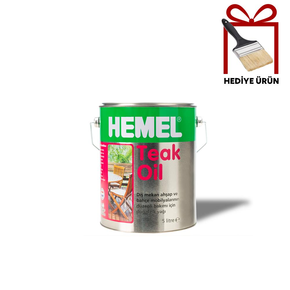 HEMEL Teak Oil - 1.Sınıf Tik Yağı 5 LT (FIRÇA HEDİYELİ)