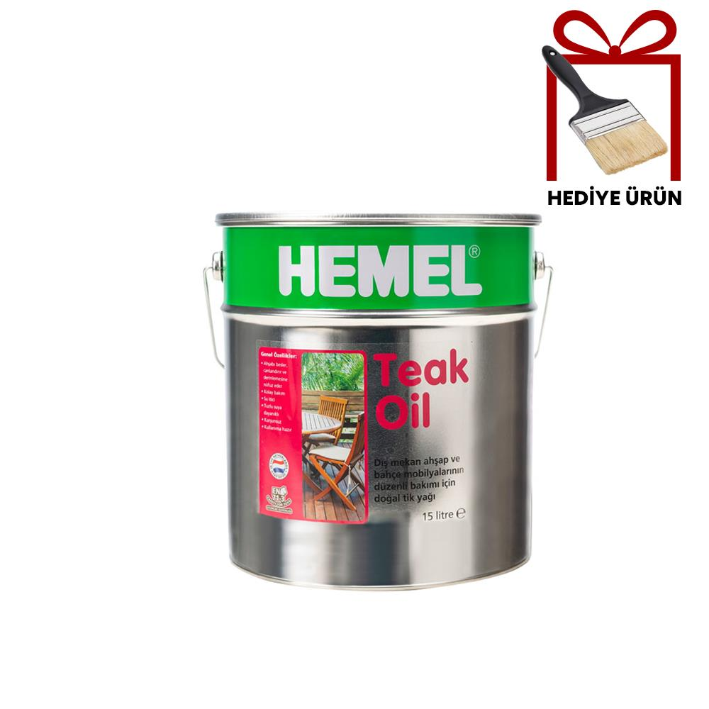 HEMEL Teak Oil - 1.Sınıf Tik Yağı 15 LT (FIRÇA HEDİYELİ)